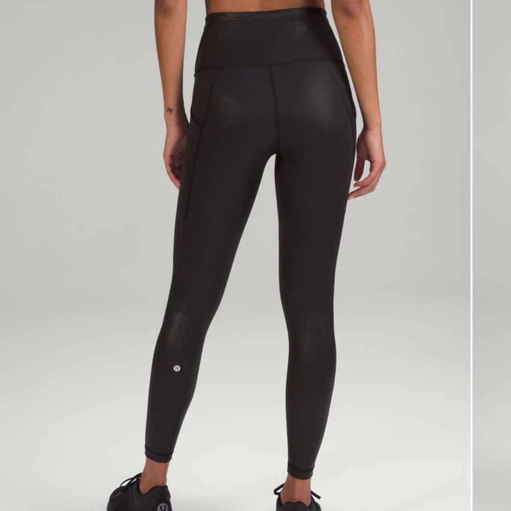 LULULEMON Wunder Train High-Rise w/ Pockets 25" Radiate Foil Print Black Size 4